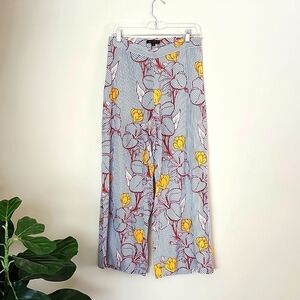 For Cynthia linen, blend wide leg ankle palozzo pants, stripes, floral, small